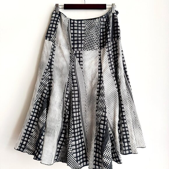 Linea Domani Linen Blend Polka Dot Black White Midi Skirt 12 - Picture 5 of 5